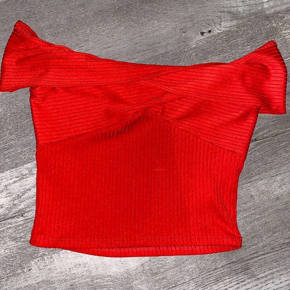 Orange/Red off the shoulder crop top